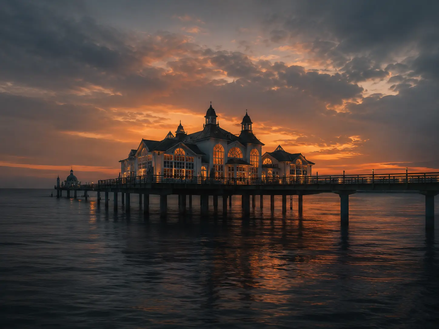 Seebrücke bei Sonnenuntergang